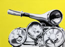 VESPA YELLOW. 24"X18".