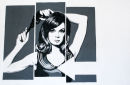 MOD GIRL AND GUN.36"X24".