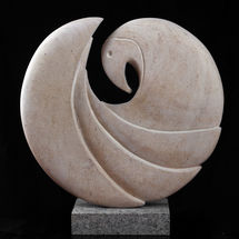 Hand carved in Ancaster Alabaster 46cms x 43cms x 15cms It has been remounted on an oak plinth since these photographs were taken.