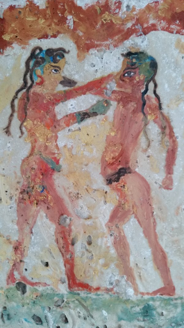 minoan boxing girl and boy