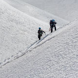 Climbers moving together