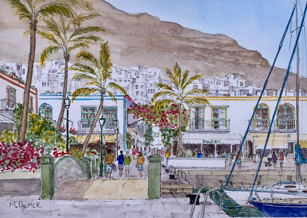 Harbour side view Mogán : Towards Cafe Bolero