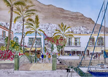 Harbour side view Mogán : Towards Cafe Bolero