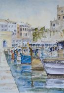 Ciutadella Harbour, small fishing boats.