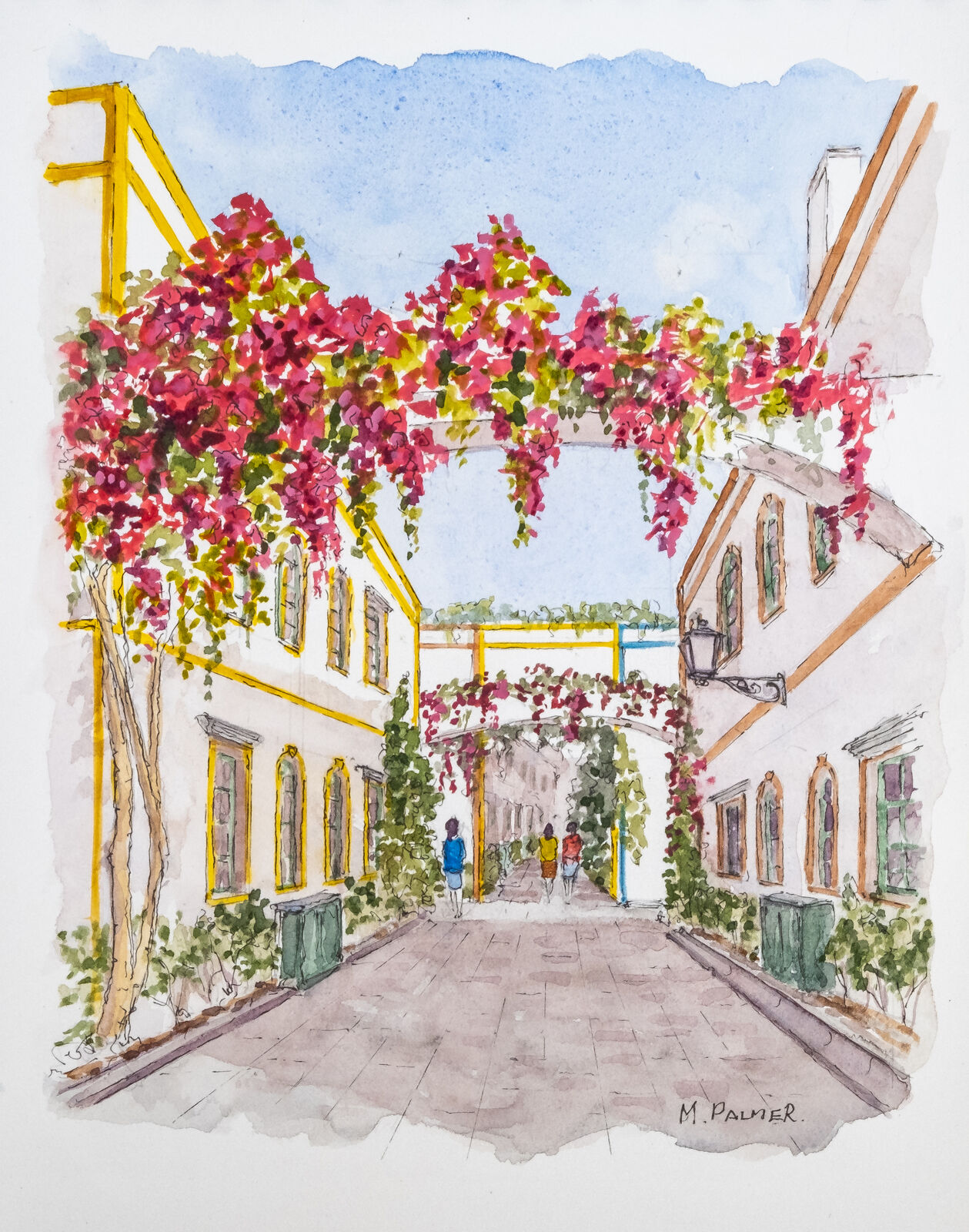 Mogán Street with Bougainvillea