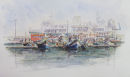 Fishing boats and the Ferry. <BR>Mgarr Harbour Gozo