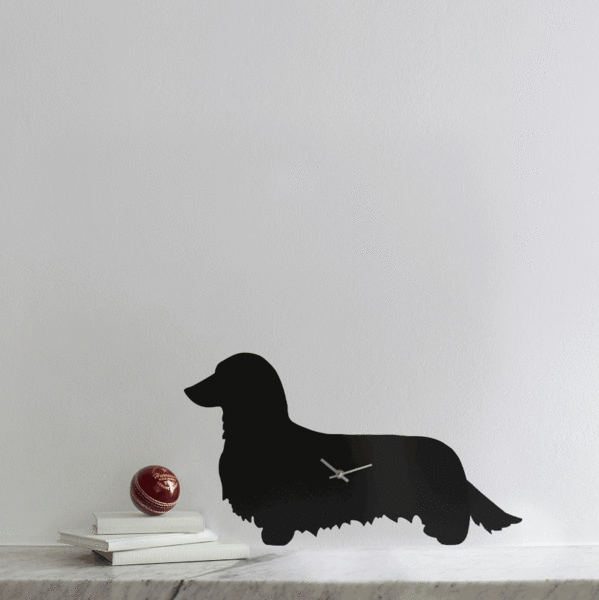 Long Haired Dachshund Clock