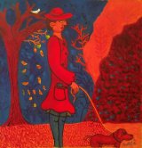 Woman with dog Autumn