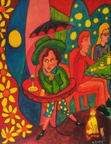 Jazz Cafe scene with cat