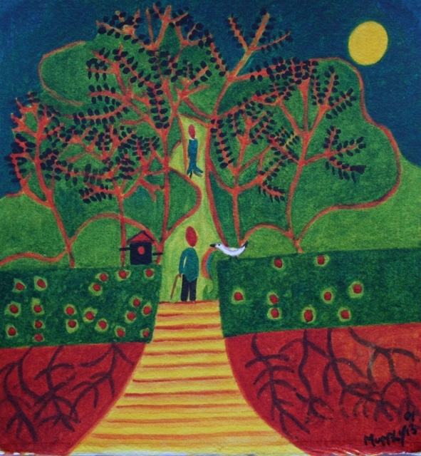 Forest path at Dusk.Watercolour 2013. Sold, (in private collection)
