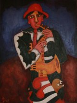 Saxophonist Methamorphosis Oil on Canvas.