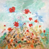 Poppies in the Wind 40x40 cms