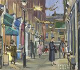 Christmas shoppers, Cecil Court (SOLD)