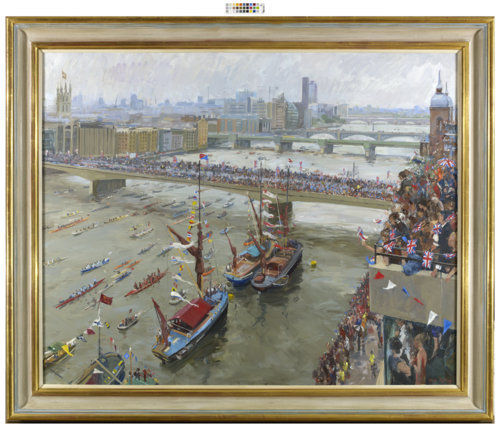 Her Majesty The Queen's Jubilee Flotilla arriving at The Pool of London