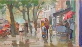 Shoppers in the rain (SOLD)