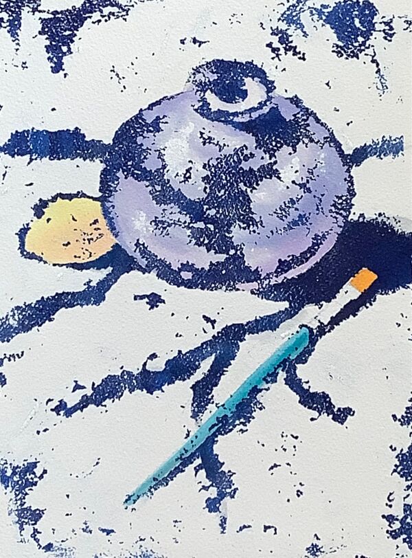 Blue Vase and Paintbrush