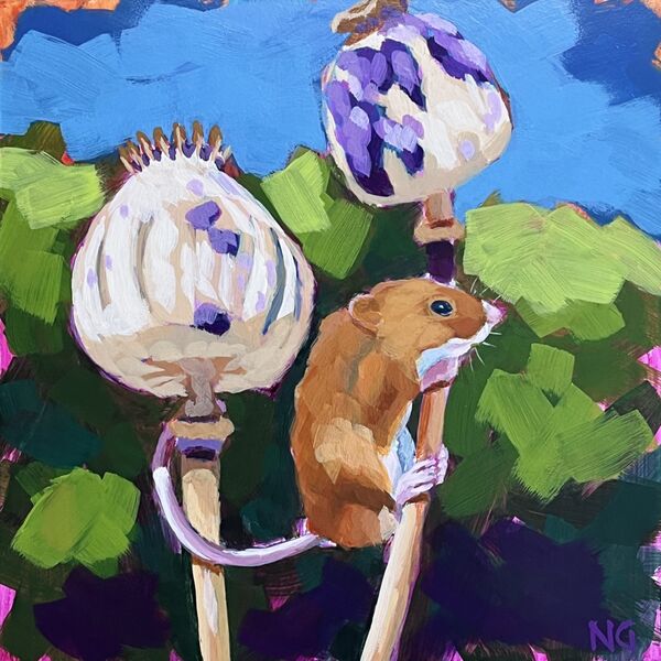 Harvest Mouse: Balancing Amid Poppy Seeds