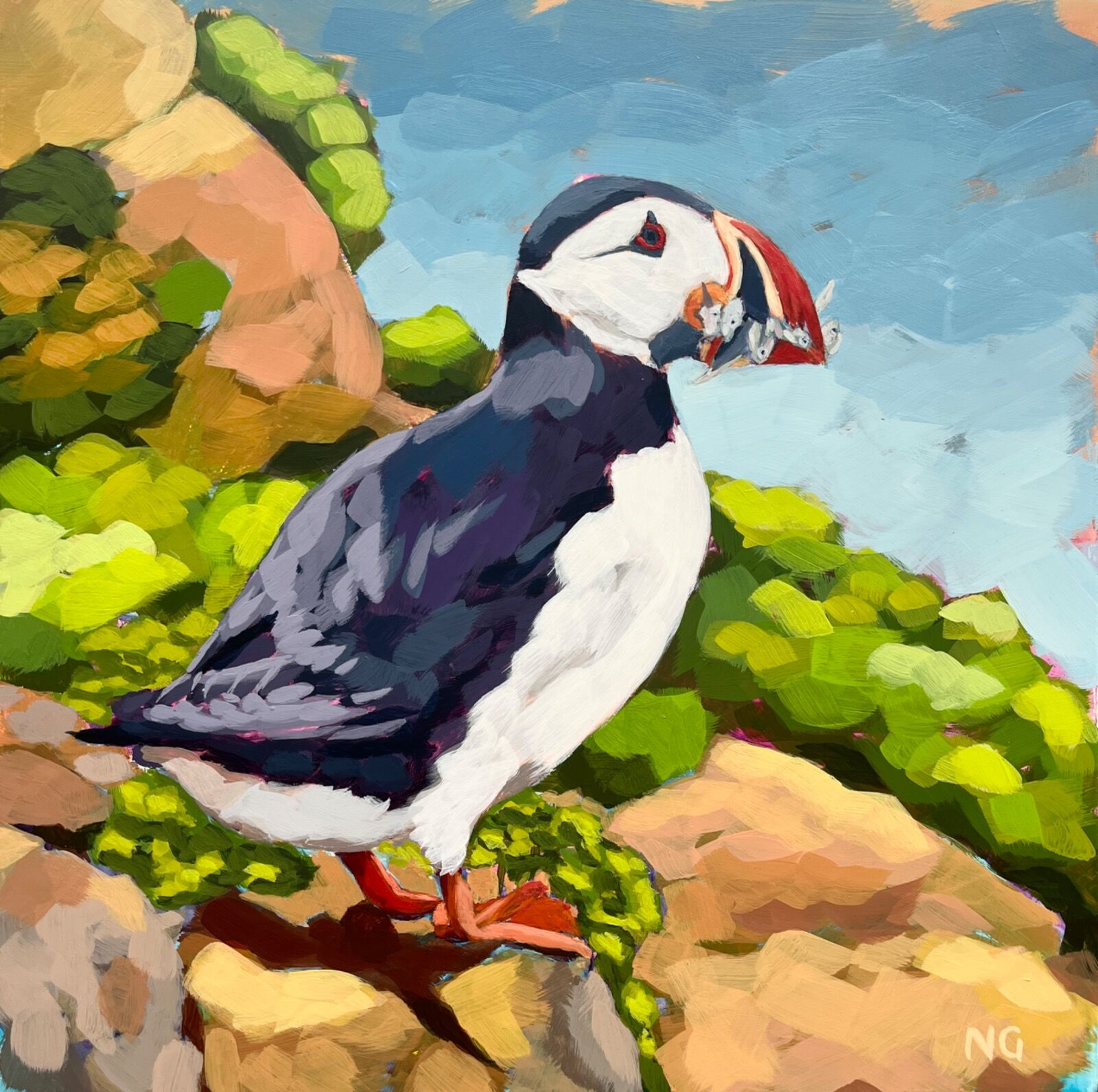 Atlantic Puffin: Catch of the Day 8”x 8