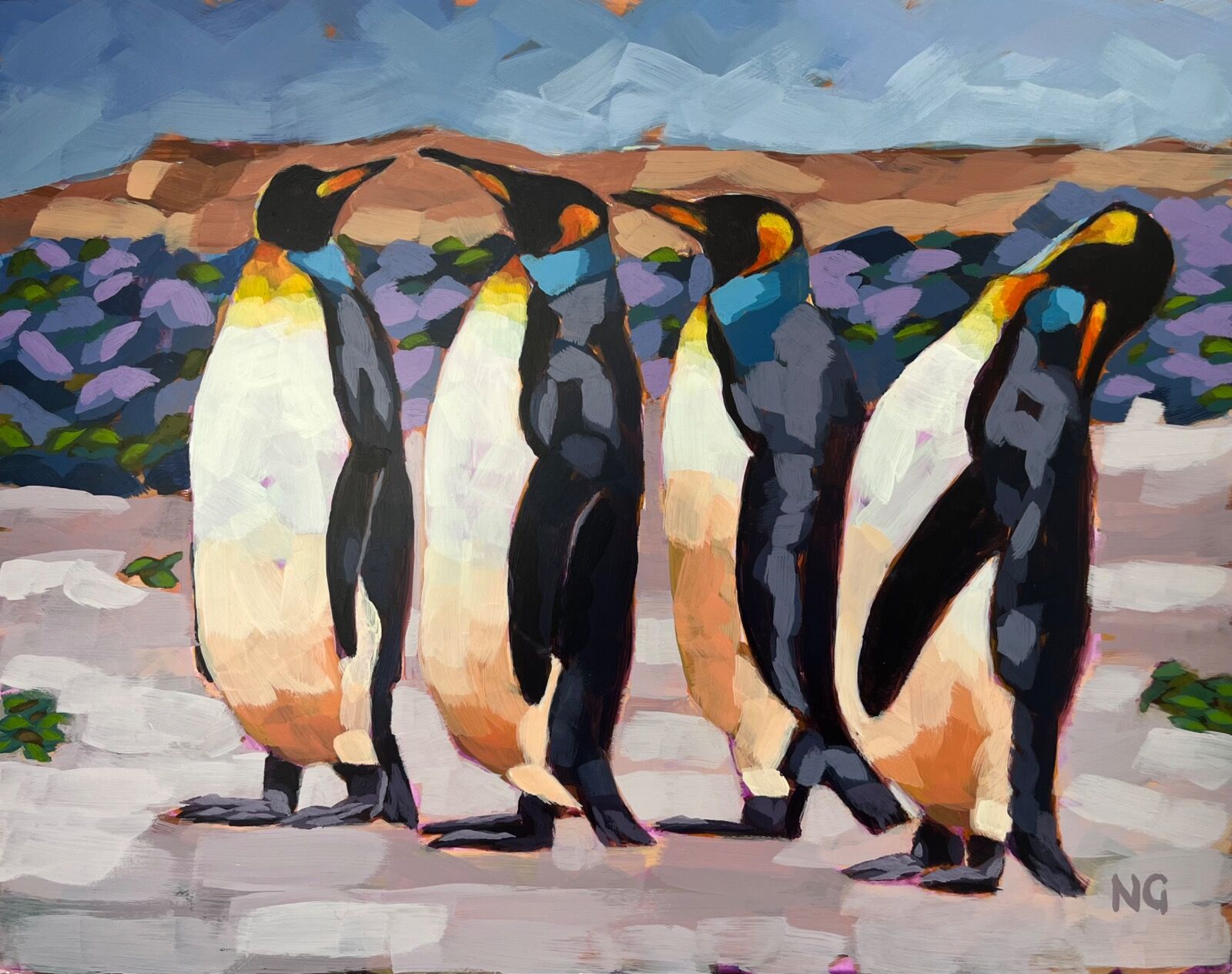 Waddle of King Penguins 40cmx30cm