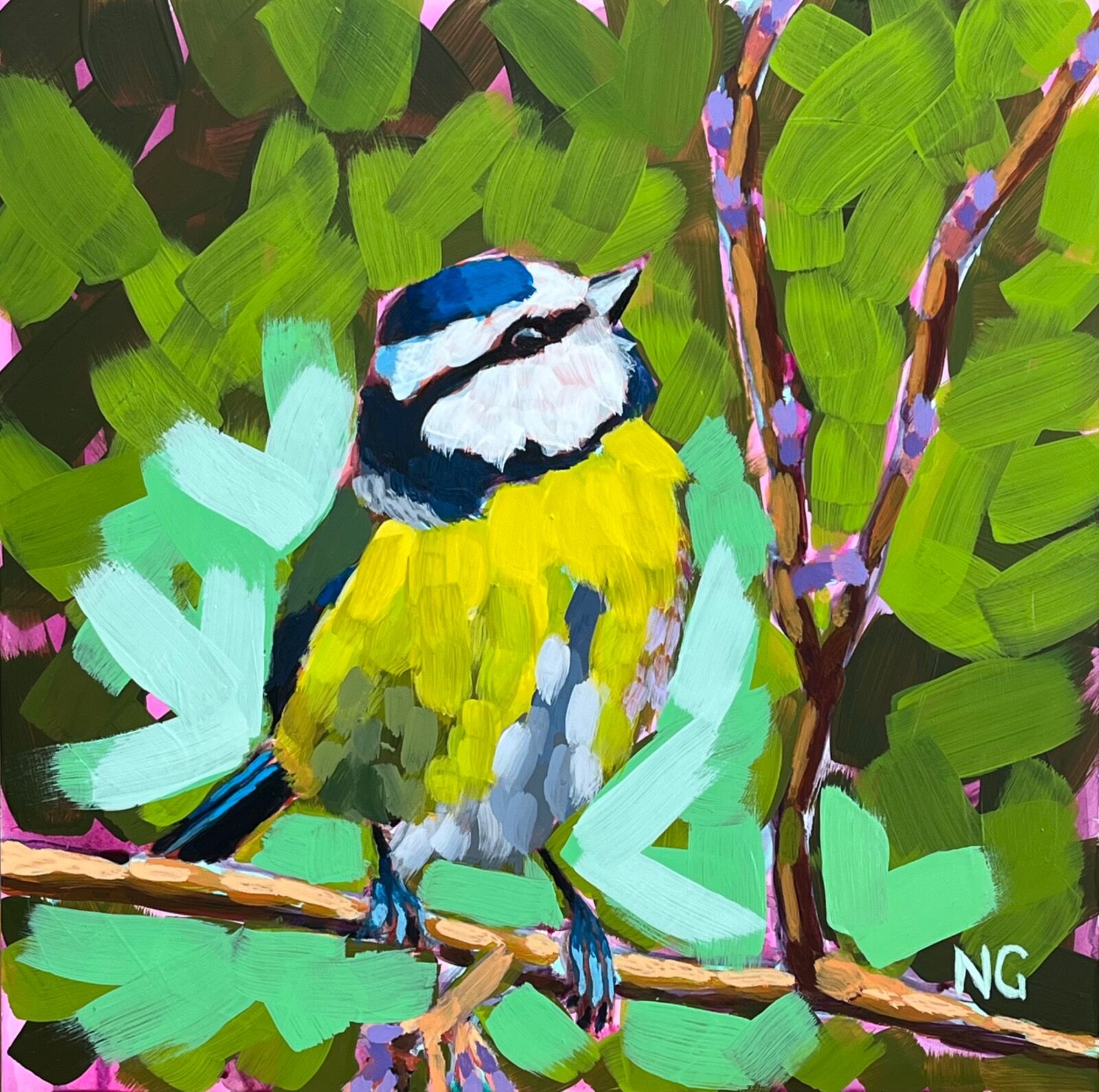 Blue Tit: Singing for Spring 8”x8”