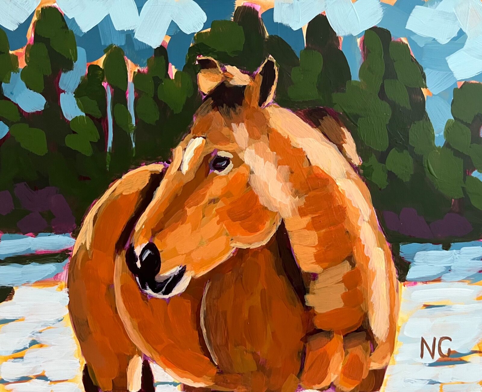 Horse in Winter 10”x8”