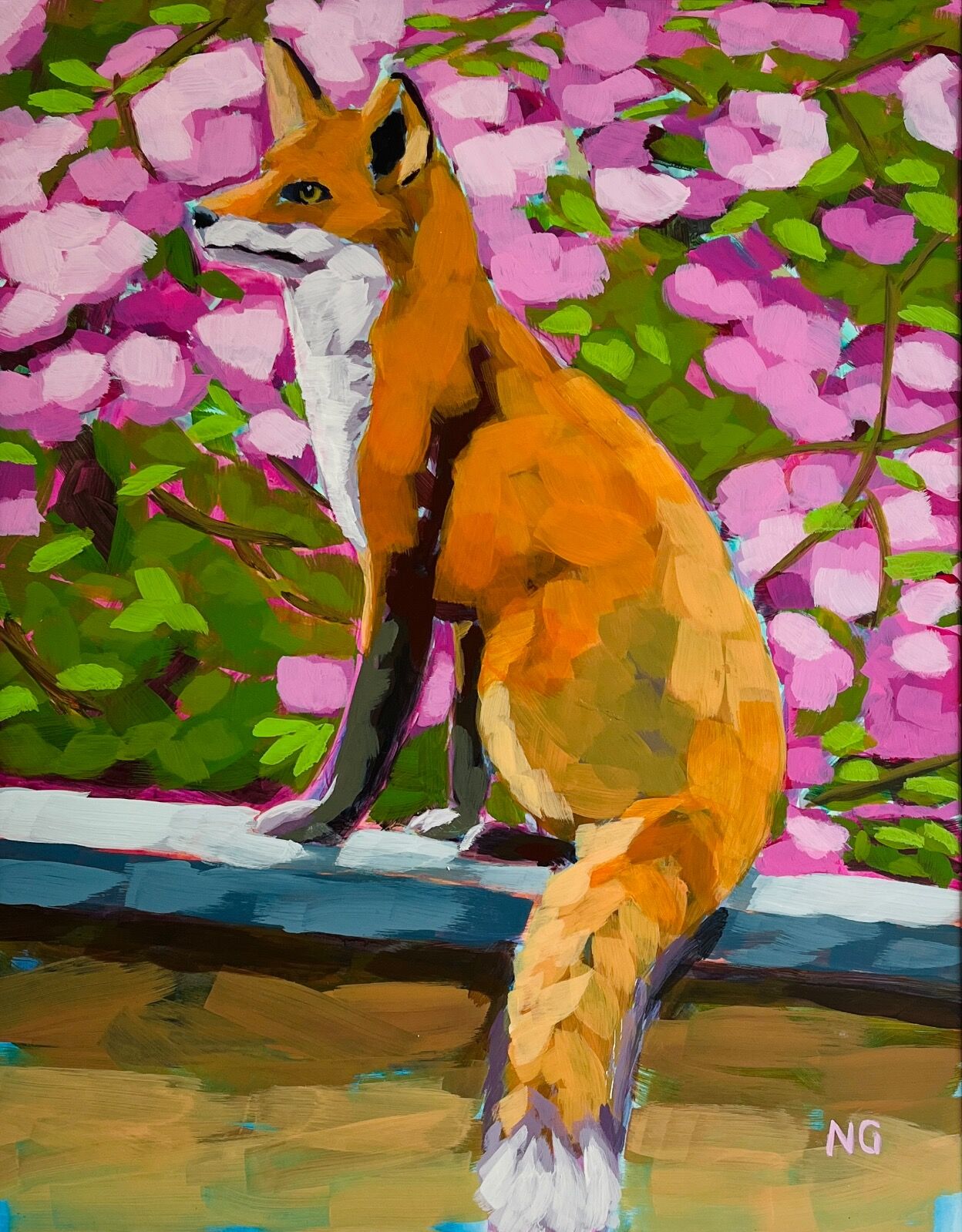 Red Fox: Watcher on the Wall 8"x10" or 30cmx40cm