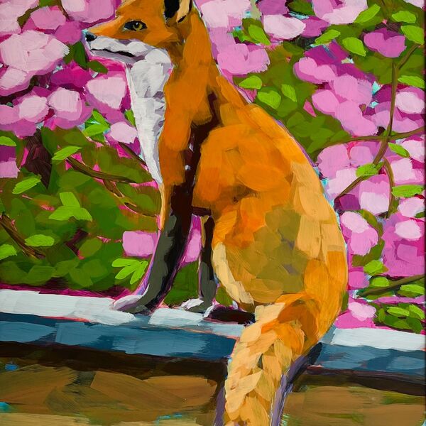 Red Fox: Watcher on the Wall 8"x10" or 30cmx40cm
