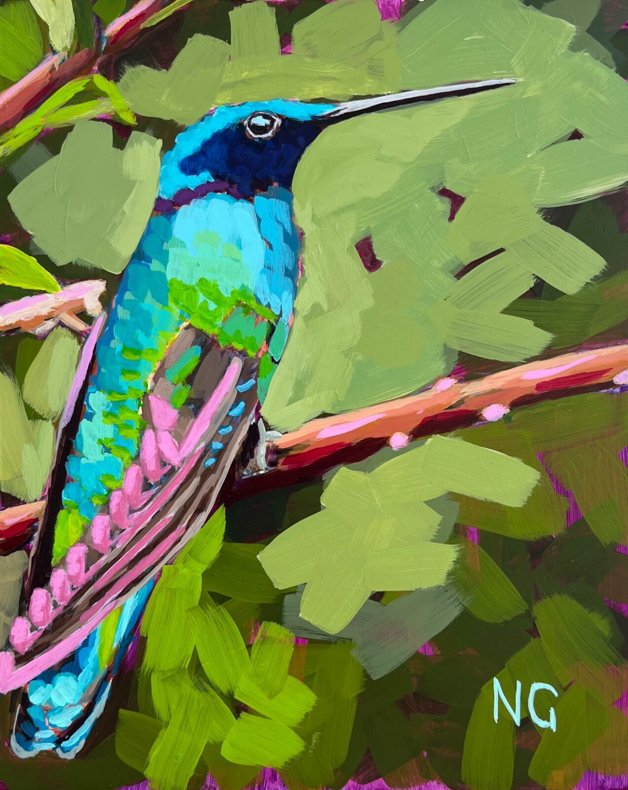Sparkling Violetear Hummingbird 8”x10”