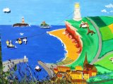 Outdoor Story mural and ceramic relief detail