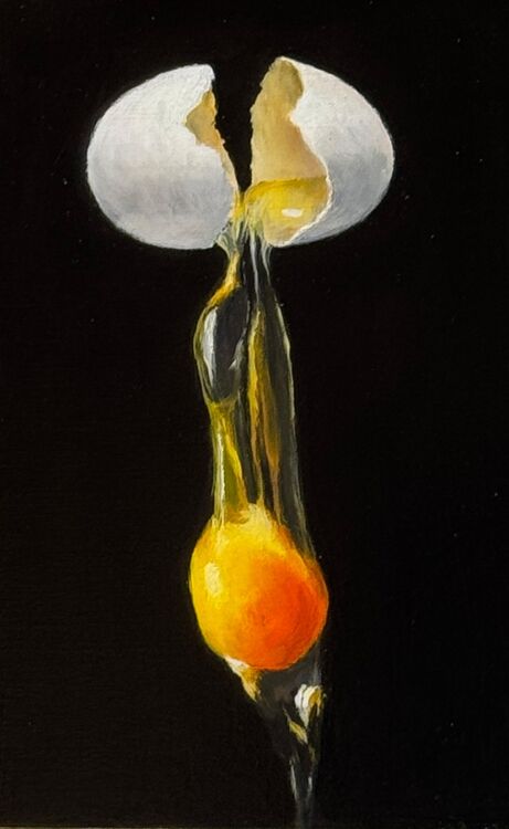 Painting of Yolk falling from broken egg