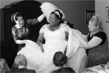 Getting in the dress!