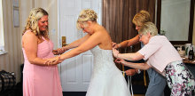 Getting in the dress!