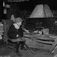 Madame B, the fireplace