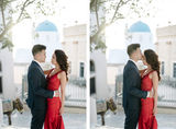 asian engagement photo session in santorini