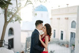 asian engagement photo session in santorini