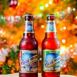 Blue Moon Gingerbread Spiced Ale and Blue Moon White IPA and Christmas Tree