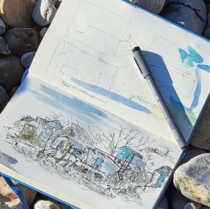 BEACH HUTS AT FORELANDS BY SUE