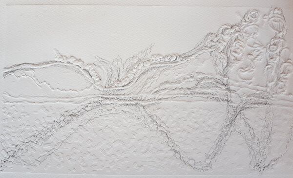 Embossed image of a brwaking wave