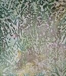 abstract image of green plant shapes some hints of yellow and purples