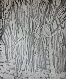 black and white shapes of trees looks like winter