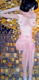 Sitting nude á la Klimt´s Adele Bloch-Bauer - Hommage to Egon Schiele