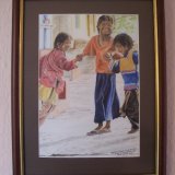 Children dancing in the streets in Uttarkahand state, northern India close to the Himalayas