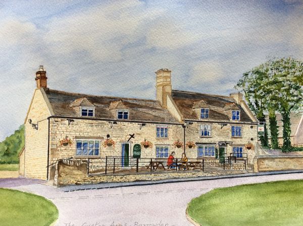 JUNE 2020 - The Exeter Arms, Barrowden, Rutland, watercolour by Wendy Munroe