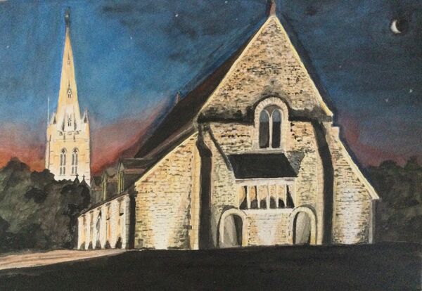 19. Oakham Castle’s Great Hall of 1190, floodlit around Christmas