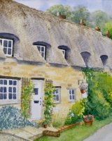 AUGUST Pudding Bag Lane, Exton. Watercolour by Carol Kirton