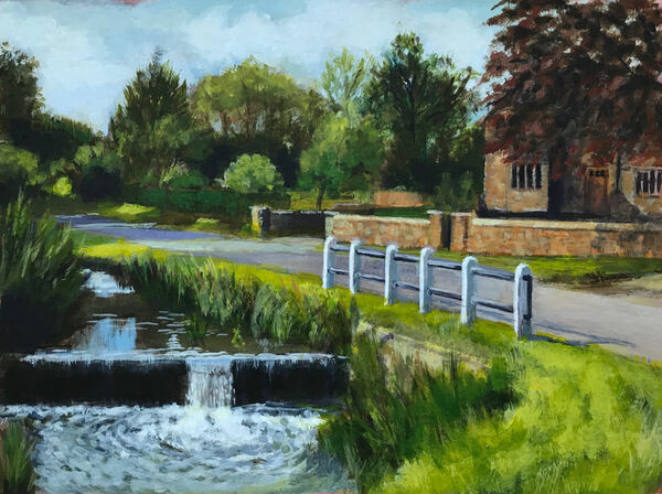 FRONT COVER - Braunston Weir by Keith Aldridge. Acrylic