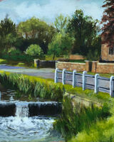 6. Braunston Weir (FRONT COVER). Keith Aldridge. Acrylic