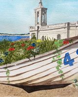 MAY 2020 - Flower Filled Boat by Rutland Water, watercolour by Barbara Bath