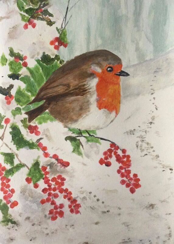 Robin with Berries