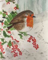 Robin with Berries